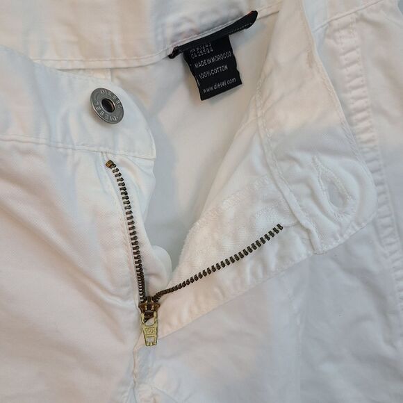 Diesel Womens White Ankle Cotton Low Rise Exposed Seam Pants Size 26 - Picture 4 of 13